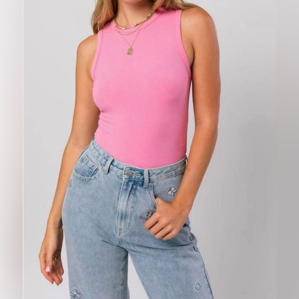 Express Vibrant Pink Sleeveless Bodysuit